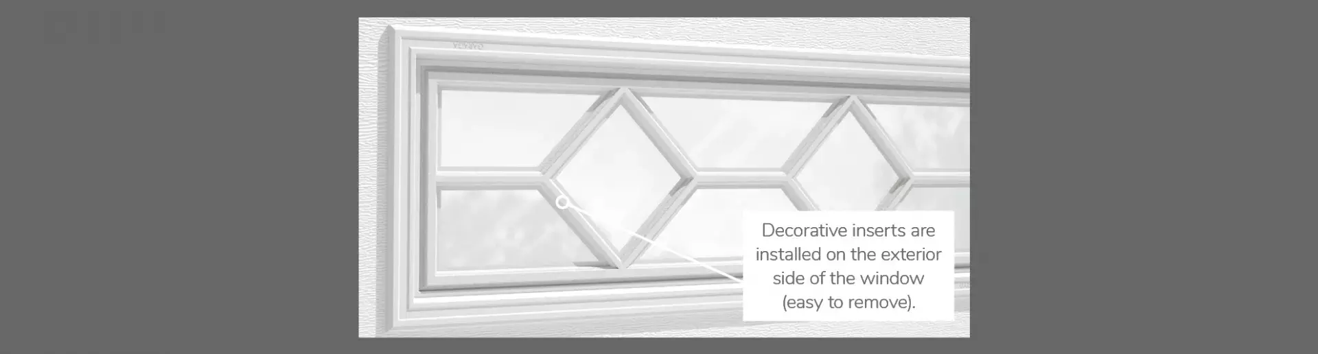Waterton Decorative Insert, 40" x 13" or 41" x 16", available for door R-16, 3 layers - Polystyrene, 2 layers - Polystyrene and Non-insulated